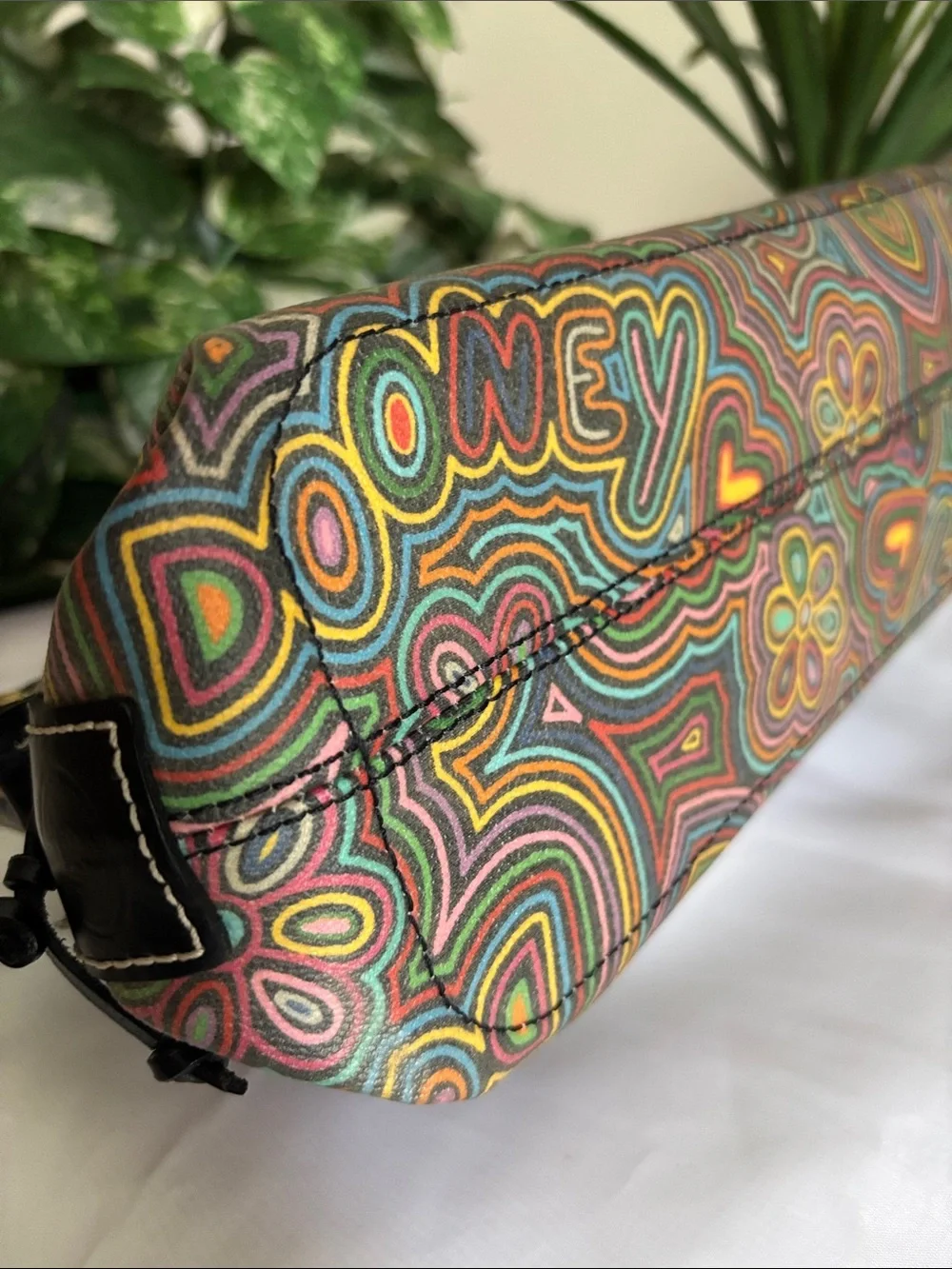 Vintage Y2K-era Dooney & Bourke Rainbow Doodle Graffiti Satchel